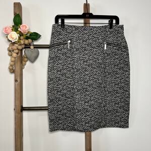 Michael Kors Stretch Straight Pencil Black‎ White Skirt Size 8